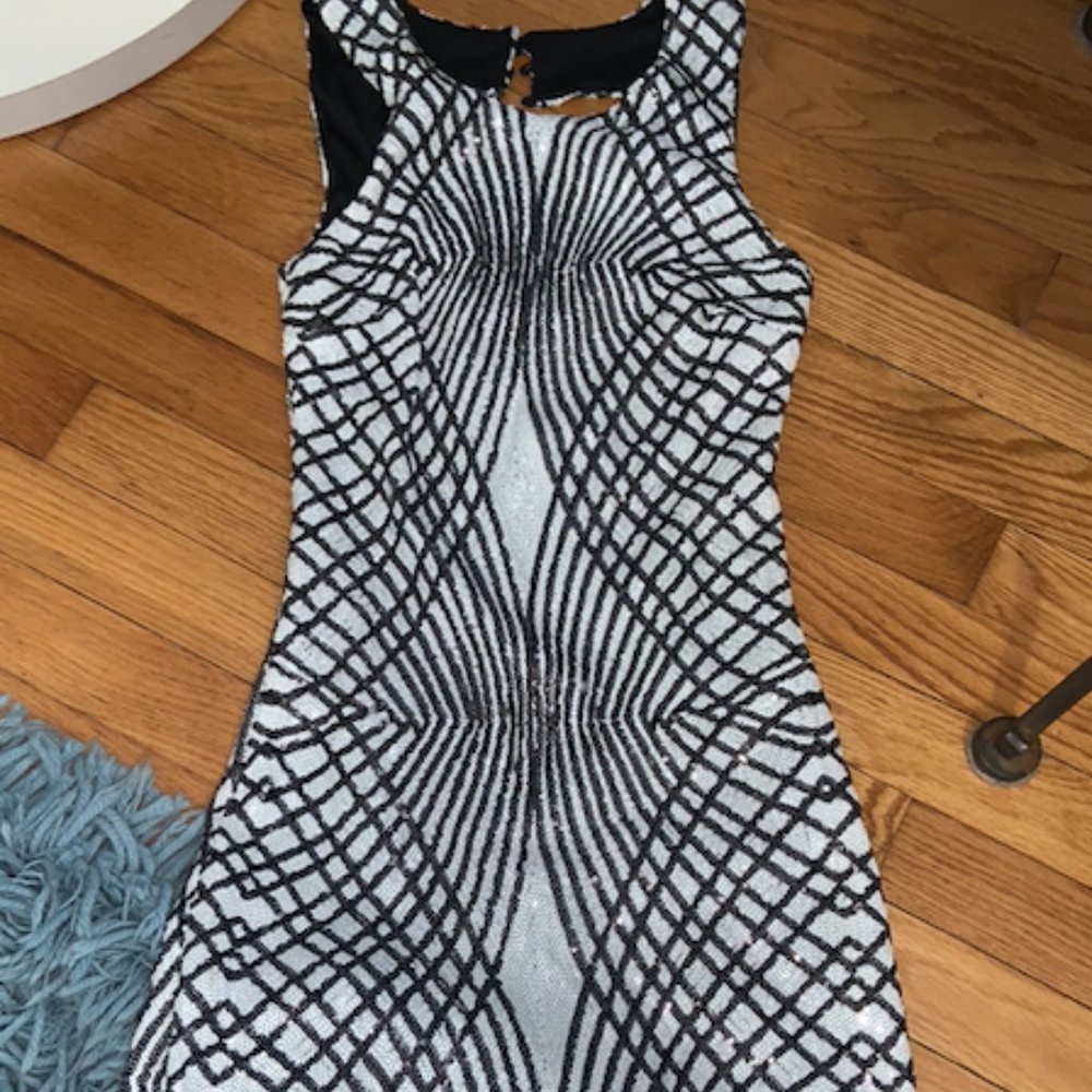 Black and White Sequin Dress